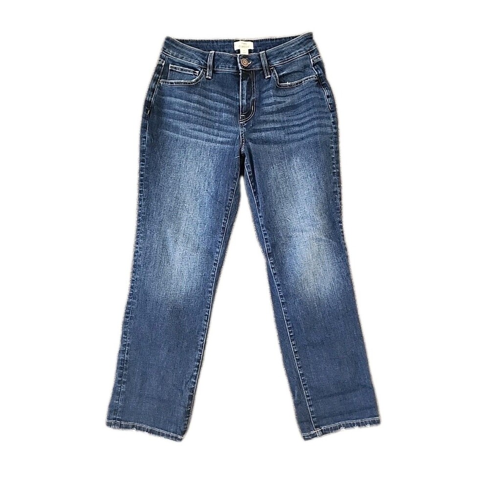 Maurices M Jeans Women’s Size 8 Classic Mid Rise Crop Whiskers Dark Wash